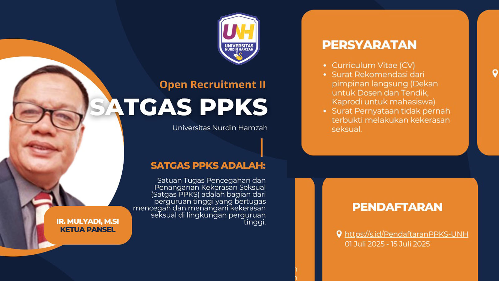 Open Recuitmen II Satgas PPKS Universitas Nurdin Hamzah